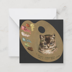 Carte De Correspondance Joyeux Noël/Joyeuses Fêtes Chat