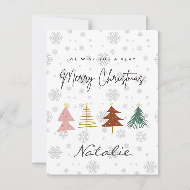 Carte De Correspondance Joyeux Noël mignon pastel motif snowflakes (Devant)