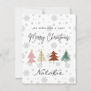 Carte De Correspondance Joyeux Noël mignon pastel motif snowflakes