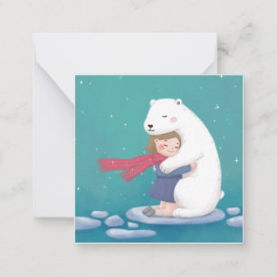 Carte De Correspondance Joyeux Noël : Ours Polaire & Illustration enfant