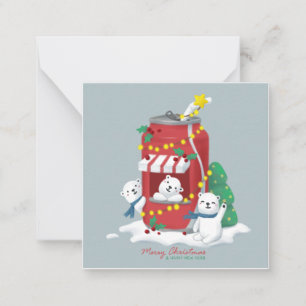 Carte De Correspondance Joyeux Noël : Ours Polaire & Pâtes De Soda