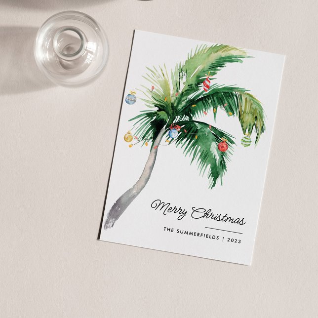 Carte De Correspondance Joyeux Noël Palm Tree Coastal Holiday Card (Palm Tree Christmas Greetings Card)