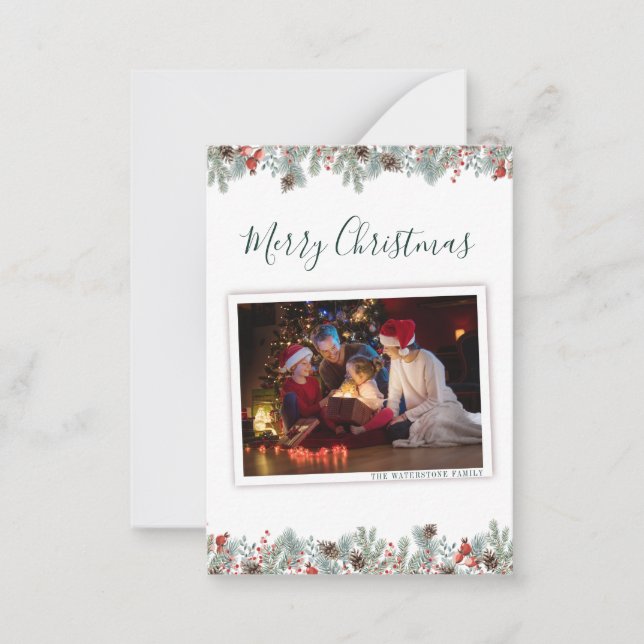 Carte De Correspondance Joyeux Noël Photo de famille botanique de vacances (Devant)