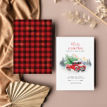 Carte De Correspondance Joyeux Noël Rouge Camion Buffalo<br><div class="desc">Quelle meilleure façon de faire savoir à vos amis et à votre famille que de leur souhaiter un très joyeux Noël avec ce camion rouge classique dans la neige avec un sapin de Noël sur le dos pour mettre l'ambiance pour ce qui va se passer. Modifiez facilement le texte de...</div>