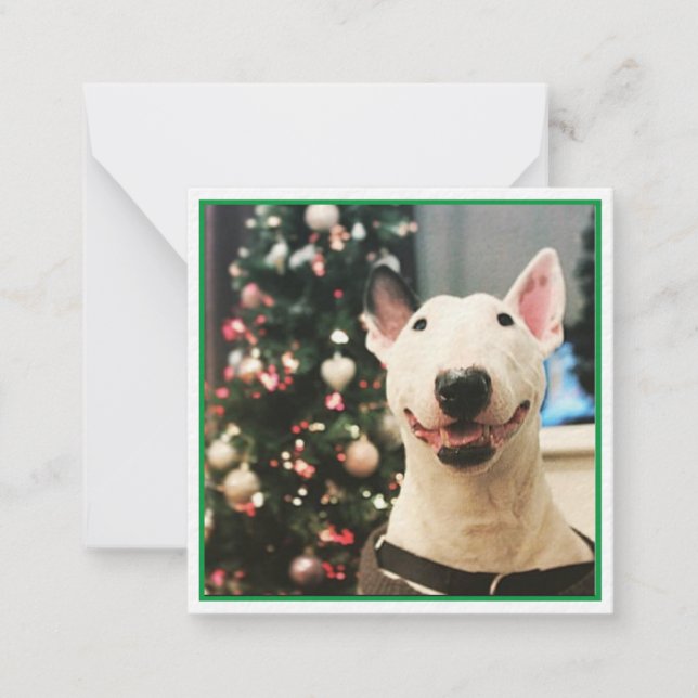 Carte De Correspondance Joyeux Noël Smiling Bull Terrier (Devant)