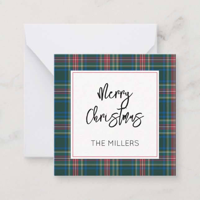 Carte De Correspondance Joyeux Noël Tartan Plaid Cadeau Classique Préparat (Devant)