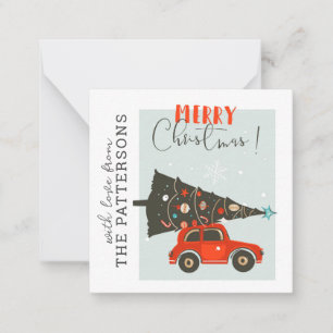 Carte De Correspondance Joyeux Noël Whimsical Car Tree personnalisé