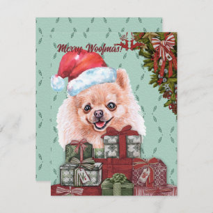 Carte De Correspondance Joyeux Woofmas ! Cadeau de Noël de Santa Hat Pomér