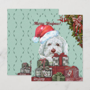 Carte De Correspondance Joyeux Woofmas ! Noël du caniche blanc