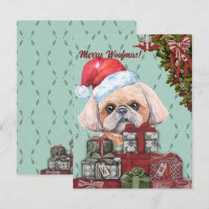 Carte De Correspondance Joyeux Woofmas ! Shih Tzu Santa Hat Cadeau de Noël