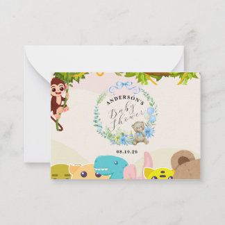 Carte De Correspondance Jungle feuillu thème singe baby shower de jouets d