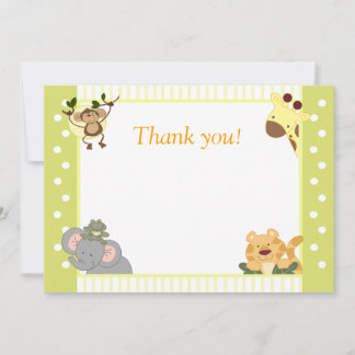 Carte De Correspondance Jungle Safari Baby shower Merci notes