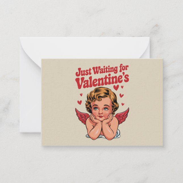 Carte De Correspondance Juste à l'attente de la Saint-Valentin Bébé Cupido (Devant)