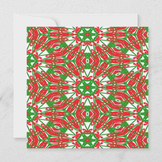 Carte De Correspondance Kaleidoscopes Rouges, Blancs et Verts (Devant)