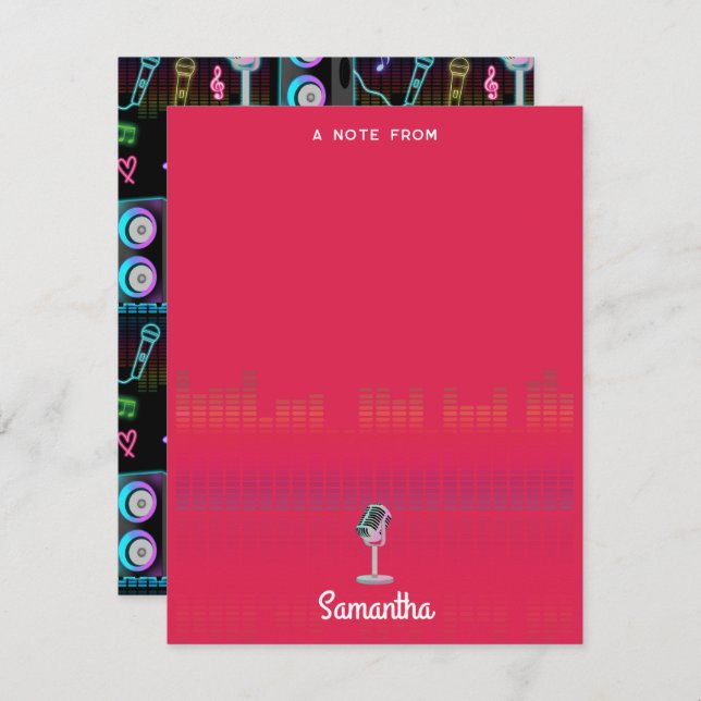 Carte De Correspondance Karaoke Glow Singing Music Custom Name (Devant / Derrière)