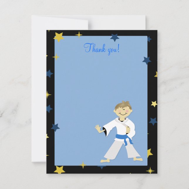 Carte De Correspondance KARATE BOY Blue Belt 4x5 Flat Merci note (Devant)