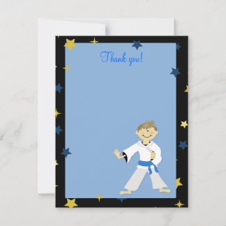 Carte De Correspondance KARATE BOY Blue Belt 4x5 Flat Merci note