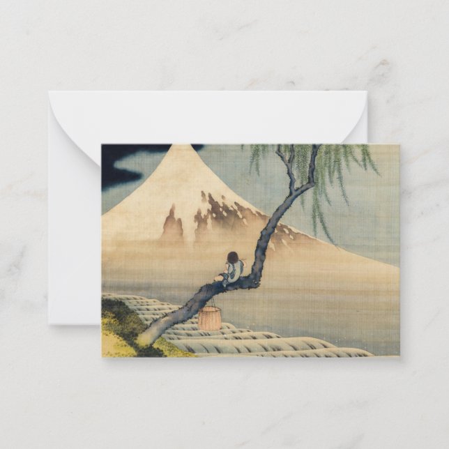 Carte De Correspondance Katsushika Hokusai - Garçon regardant le Mont Fuji (Devant)