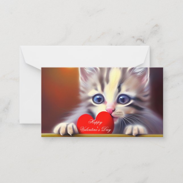 Carte De Correspondance Kitten et enfants de coeur valentine (Devant)