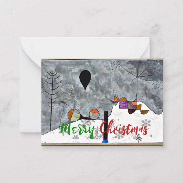 Carte De Correspondance Klee - Peinture d'hiver, voeux de Noël (Devant)