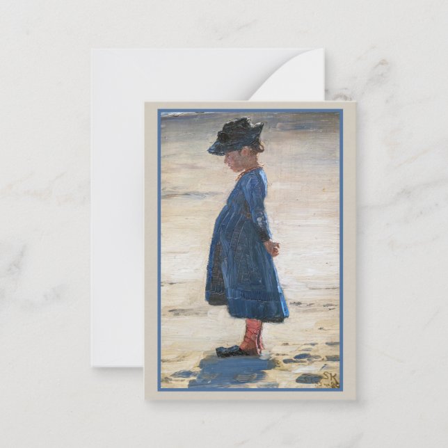 Carte De Correspondance Kroyer - Petite fille debout sur Skagen Beach (Devant)