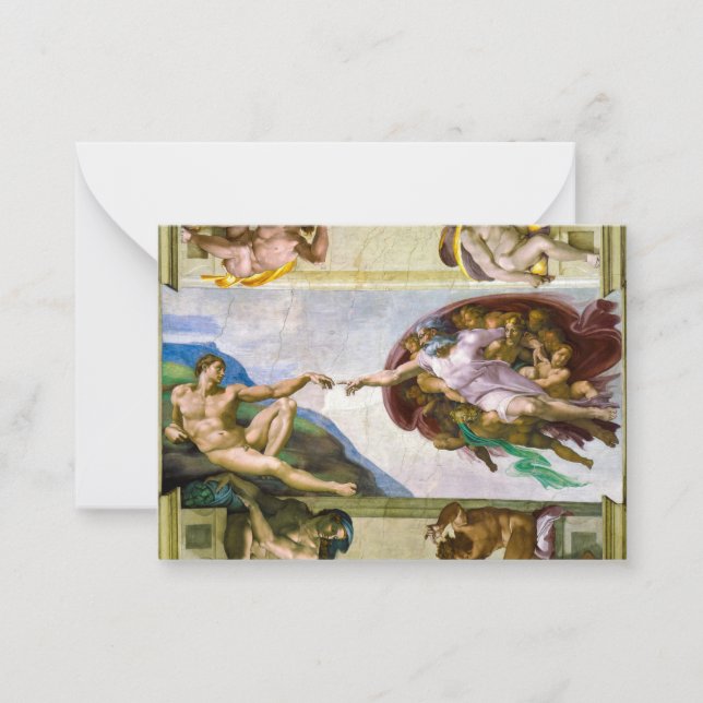 Carte De Correspondance La création d'Adam par Michel-Ange (Devant)
