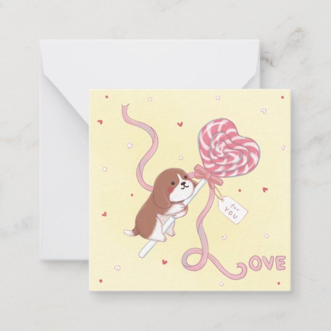Carte De Correspondance La Saint-Valentin : Beagle et sucette (Devant)