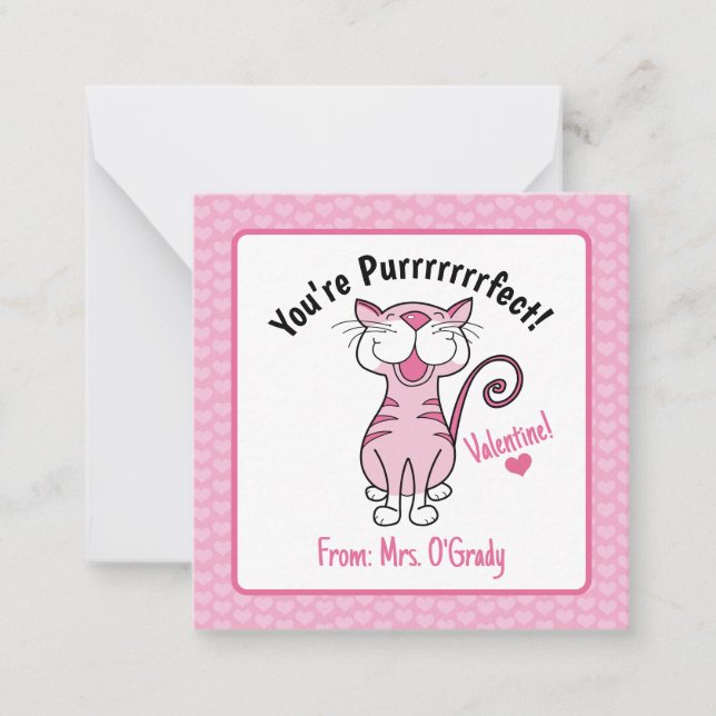 Carte De Correspondance La Saint-Valentin Chat T'es Purrrfect Enseignant(e (Devant)