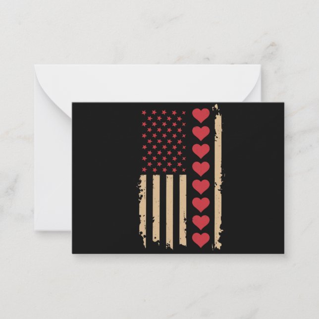 Carte De Correspondance La Saint-Valentin Cœurs Drapeau américain  (Devant)