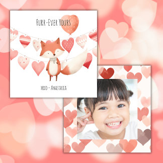 Carte De Correspondance La Saint-Valentin en classe, Cœur de renard mignon