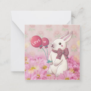 Carte De Correspondance La Saint-Valentin : Lapin et Fleurs
