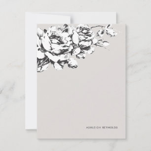 Carte De Correspondance La Vie en Rose Papier à lettres florales - gris