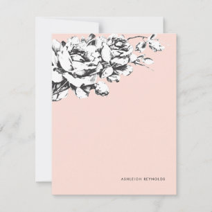 Carte De Correspondance La Vie en Rose Papier à lettres florales - Rose
