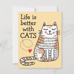 Carte De Correspondance La vie est meilleure avec des chats Doodle