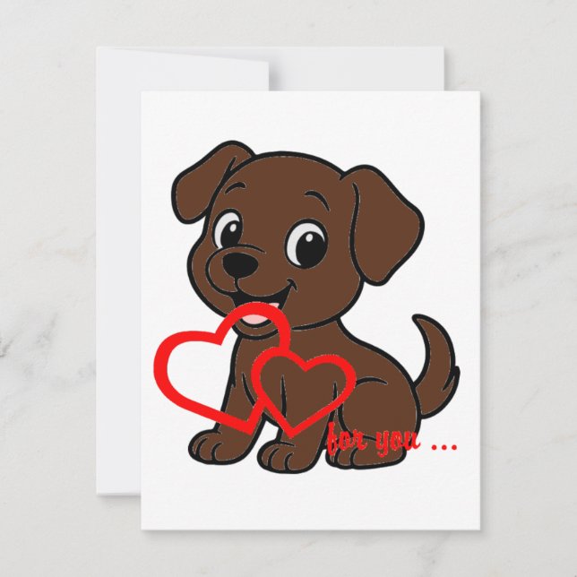 Carte De Correspondance Labrador Retriever Chocolat Saint-Valentin Dessin  (Devant)