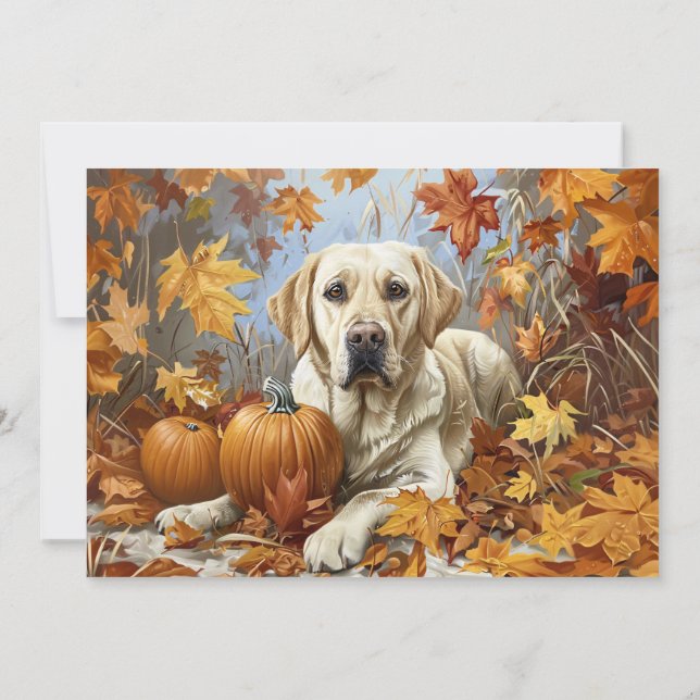 Carte De Correspondance Labrador Retriever Nom personnalisé Automne (Dos)