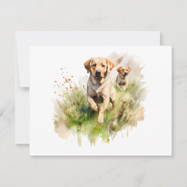 Carte De Correspondance Labradors jaunes dans les broussailles (Devant)