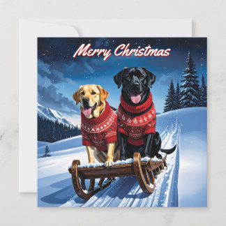 Carte De Correspondance Labradors Pack de Noël plat