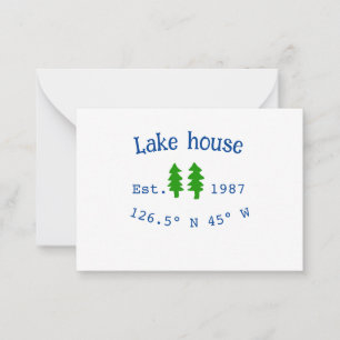 Carte De Correspondance Lake house et. Date année coordonnées personnalisé