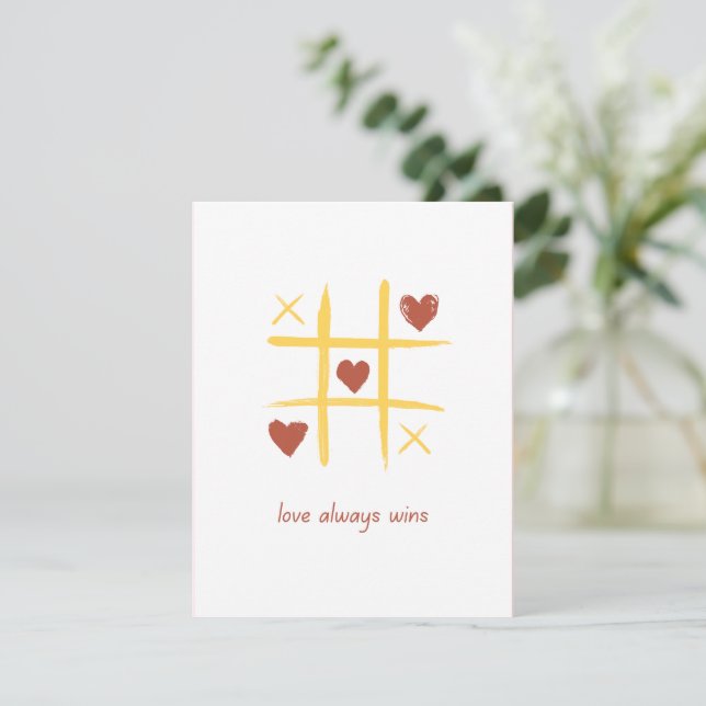 Carte De Correspondance L'amour gagne toujours Tic Tac Toe Saint-Valentin (Debout devant)