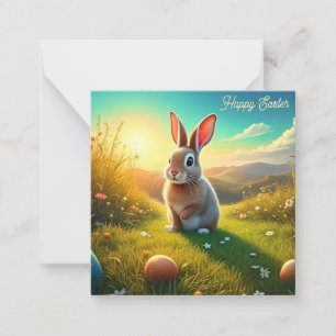 Carte De Correspondance Lapin de Pâques et Oeufs colorés dans la magie du 