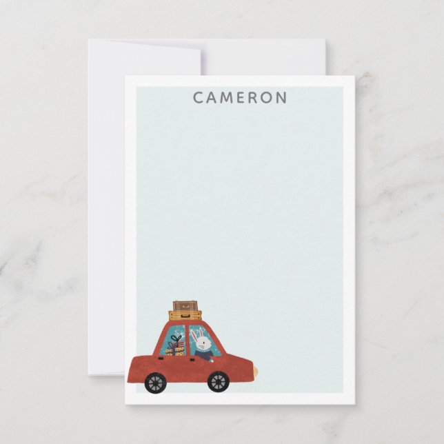 Carte De Correspondance Lapin de Pâques personnalisé de voyage en voiture  (Devant)