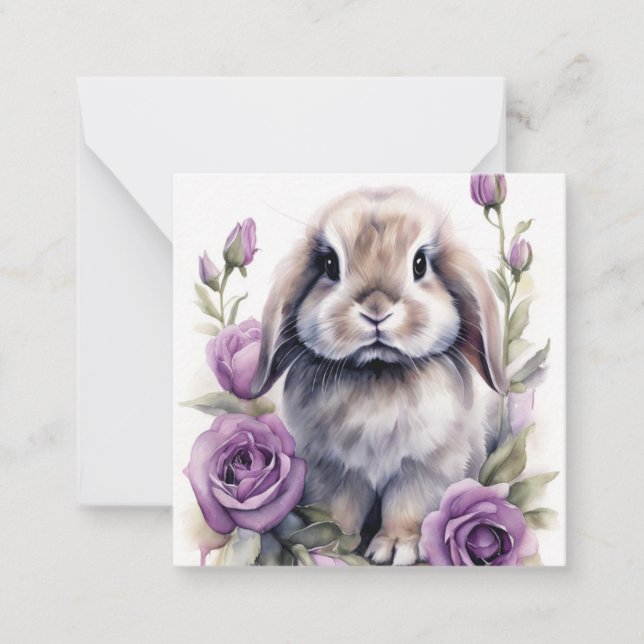 Carte De Correspondance Lapin Lapin Gagné Lop Rose Violet (Devant)