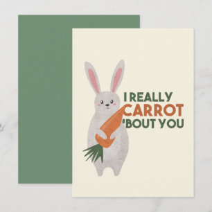 Carte De Correspondance Lapin mignon jeu de mots sur carotte - Je me souci
