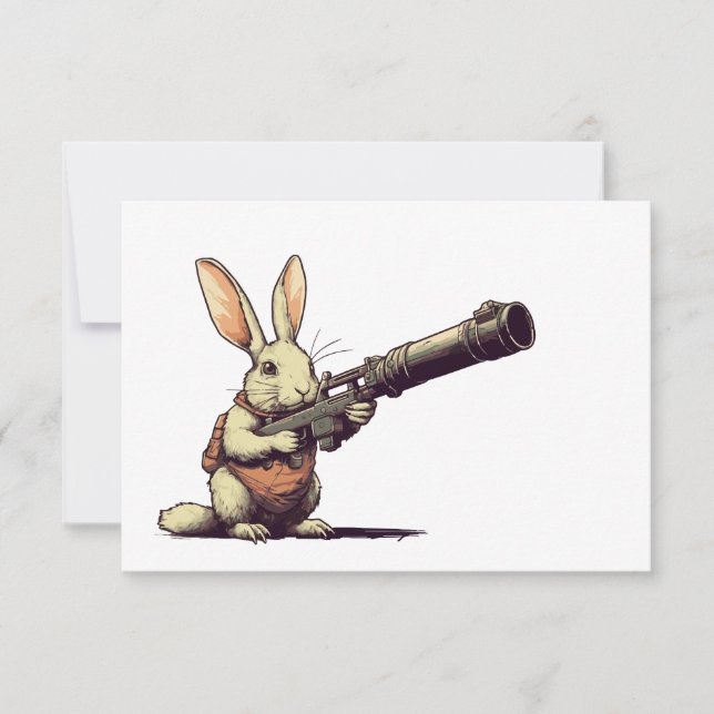 Carte De Correspondance lapin tenant un gros fusil (Devant)