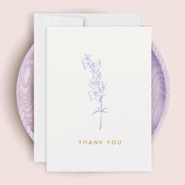 Carte De Correspondance Larkspur violet Merci floral (Créateur téléchargé)