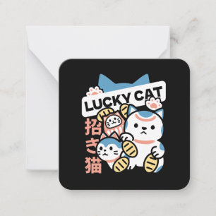 Carte De Correspondance L'art du chat chanceux – Maneki Neko avec pièce d'