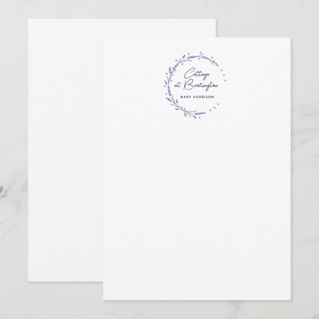 Carte De Correspondance Lavande fleurie Coeurs couronne (Devant / Derrière)