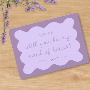 Carte De Correspondance Lavande moderne Maid of Honor Custom Name Proposit