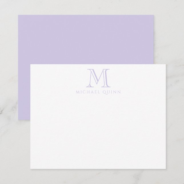 Carte De Correspondance Lavendar Initiales Nom Monogramme (Devant / Derrière)